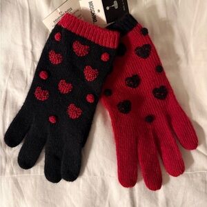 Moschino vintage 90s black and red one size women wool gloves